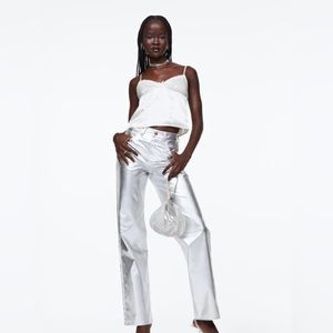 Metallic silver jeans